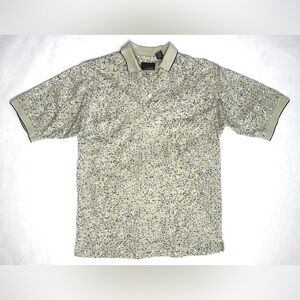 Bill Blass Men’s Light Green Floral Print Short Sleeve Cotton Polo Shirt Size M